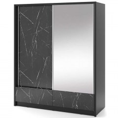 Ντουλάπα Δίφυλλη Συρόμενη Ariadne 162440669 184x62x214cm Marble Effect Black