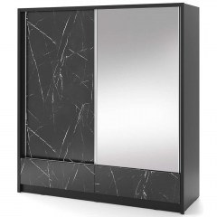 Ντουλάπα Δίφυλλη Συρόμενη Ariadne 162440679 204x62x214cm Marble Effect Black