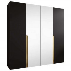 Ντουλάπα Τετράφυλλη Με Καθρέπτη Mila I 163088019 200x52x202cm Black-Gold