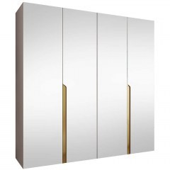 Ντουλάπα Τετράφυλλη Με Καθρέπτη Mila II 163088589 200x52x202cm Beige-Gold