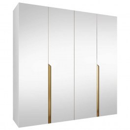Ντουλάπα Τετράφυλλη Με Καθρέπτη Mila II 163088569 200x52x202cm White-Gold WHITE