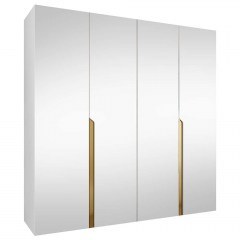 Ντουλάπα Τετράφυλλη Με Καθρέπτη Mila II 163088569 200x52x202cm White-Gold