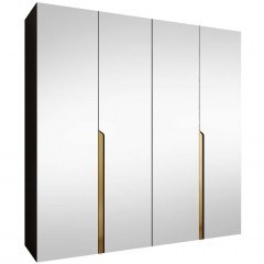 Ντουλάπα Τετράφυλλη Με Καθρέπτη Mila II 163088559 200x52x202cm Black-Gold