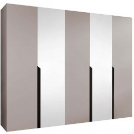 Ντουλάπα Πεντάφυλλη Με Καθρέπτη Mila I 163088179 250x52x202cm Beige-Black BEIGE