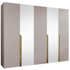 Ντουλάπα Πεντάφυλλη Με Καθρέπτη Mila I 163088199 250x52x202cm Beige-Gold