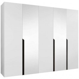 Ντουλάπα Πεντάφυλλη Με Καθρέπτη Mila I 163088099 250x52x202cm White-Black WHITE