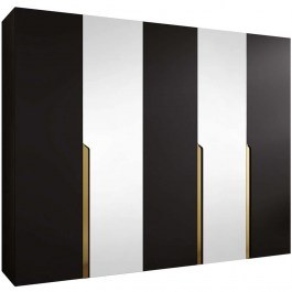 Ντουλάπα Πεντάφυλλη Με Καθρέπτη Mila I 163088139 250x52x202cm Black-Gold BLACK-GOLD
