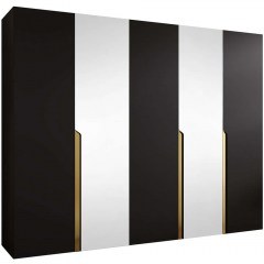 Ντουλάπα Πεντάφυλλη Με Καθρέπτη Mila I 163088139 250x52x202cm Black-Gold