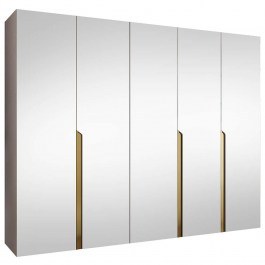 Ντουλάπα Πεντάφυλλη Με Καθρέπτη Mila II 163088659 250x52x202cm Beige-Gold BEIGE
