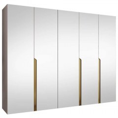 Ντουλάπα Πεντάφυλλη Με Καθρέπτη Mila II 163088659 250x52x202cm Beige-Gold