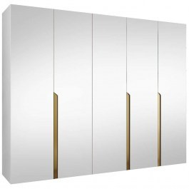 Ντουλάπα Πεντάφυλλη Με Καθρέπτη Mila II 163088639 250x52x202cm White-Gold WHITE