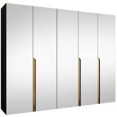 Ντουλάπα Πεντάφυλλη Με Καθρέπτη Mila II 163088629 250x52x202cm Black-Gold