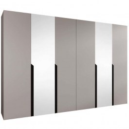 Six-Leaf Wardrobe With Mirror Mila I 163088329 300x52x202cm Beige-Black BEIGE