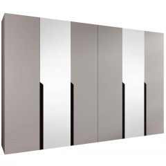 Six-Leaf Wardrobe With Mirror Mila I 163088329 300x52x202cm Beige-Black