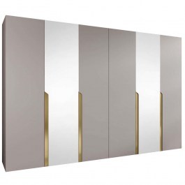 Six-Leaf Wardrobe With Mirror Mila I 163088349 300x52x202cm Beige-Gold BEIGE-GOLD