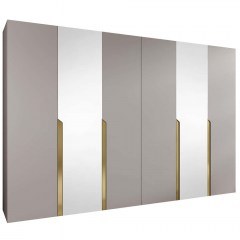Six-Leaf Wardrobe With Mirror Mila I 163088349 300x52x202cm Beige-Gold