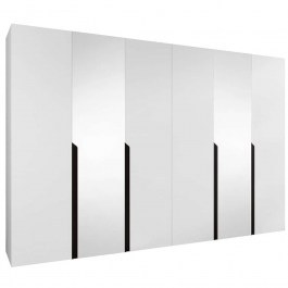 Six-Leaf Wardrobe With Mirror Mila I 163088249 300x52x202cm White-Black WHITE