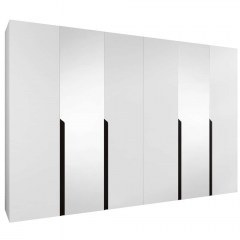 Six-Leaf Wardrobe With Mirror Mila I 163088249 300x52x202cm White-Black