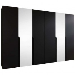 Six-Leaf Wardrobe With Mirror Mila I 163088269 300x52x202cm Black BLACK