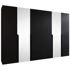 Six-Leaf Wardrobe With Mirror Mila I 163088269 300x52x202cm Black