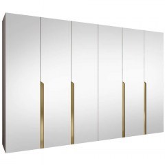 Six-Leaf Wardrobe With Mirror Mila II 163088729 300x52x202cm Beige-Gold