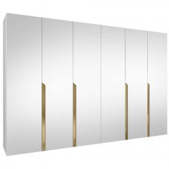 Six-Leaf Wardrobe With Mirror Mila II 163088709 300x52x202cm White-Gold