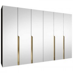 Six-Leaf Wardrobe With Mirror Mila II 163088699 300x52x202cm Black-Gold