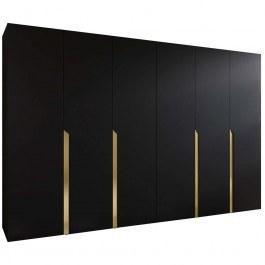 Six-Leaf Wardrobe Mila I 163088299 300x52x202cm Black-Gold BLACK
