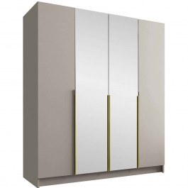 Ντουλάπα Τετράφυλλη Με Καθρέπτη Santi II 162786119 200x58x215cm Grey-Gold GREY