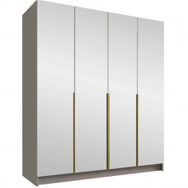 Ντουλάπα Τετράφυλλη Με Καθρέπτη Santi III 162786219 200x58x215cm Grey-Gold GREY