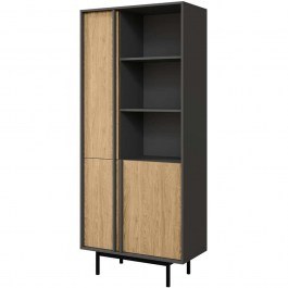 Βιβλιοθήκη Alsy Reg 162912379 83x43x195cm Anthracite-Natural ANTHRACITE-NATURAL