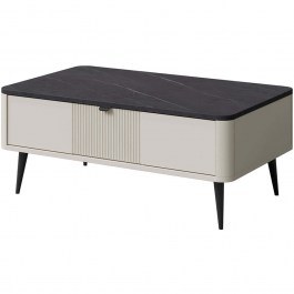 Coffee Table Marly Reg 162908689 100x60x42cm Off White-Black WHITE-BLACK