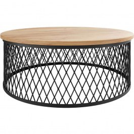 Coffee Table Meolte 162797329 D75x30cm Natural-Black NATURAL-BLACK