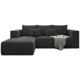 Corner Sofa - Bed (Left Corner) Stripes 162685209 255x161x91cm Black BLACK