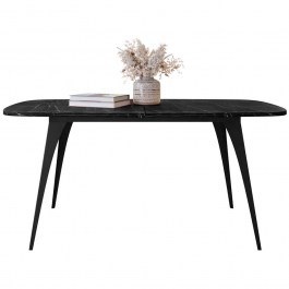 Extendable Table Aura 162797529 160/198x90x76cm Marble Effect Black BLACK