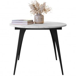 Extendable Table Carmina 162797589 100/138x100x76cm Marble Effect White-Black WHITE