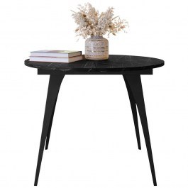 Extendable Table Carmina 162797599 100/138x100x76cm Marble Effect Black BLACK