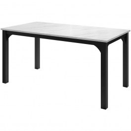 Extendable Table Focus Plus 162907349 160/198x90x76cm Marble Effect White-Black WHITE