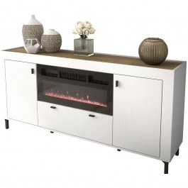 Μπουφές Με Ηλεκτρικό Τζάκι Mossa Long Plus 162788589 177x40x84cm White WHITE