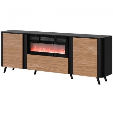 Buffet With Electric Fireplace Volare II 162802589 200x39x76cm Black-Walnut