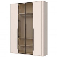 Ντουλάπα Τετράφυλλη Με Φως Led Dutchess Glass 162905609 198x56x225cm Beige-Brown