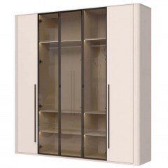 Ντουλάπα Πεντάφυλλη Με Φως Led Dutchess Glass 162905659 243x56x225cm Beige-Brown
