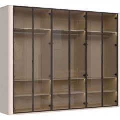 Six-Leaf Wardrobe With Led Light Dutchess Glass 162905939 288x56x225cm Beige-Brown