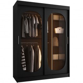 Ντουλάπα Συρόμενη Με Φως Led Bahrajn 162902869 150x62x200cm Black BLACK