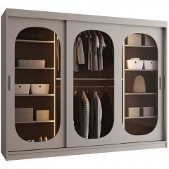 Ντουλάπα Συρόμενη Με Φως Led Bahrajn 162903109 250x62x200cm Cashmere