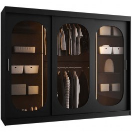 Ντουλάπα Συρόμενη Με Φως Led Bahrajn 162903099 250x62x200cm Black BLACK