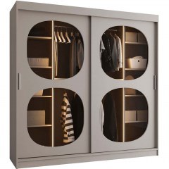 Ντουλάπα Συρόμενη Με Φως Led Bahrajn II 163054649 200x62x200cm Cashmere