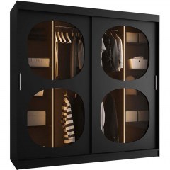 Ντουλάπα Συρόμενη Με Φως Led Bahrajn II 163054639 200x62x200cm Black