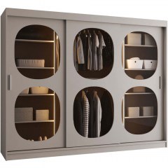 Ντουλάπα Συρόμενη Με Φως Led Bahrajn II 163054599 250x62x200cm Cashmere