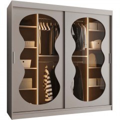 Ντουλάπα Συρόμενη Με Φως Led Bahrajn III 163054859 200x62x200cm Cashmere